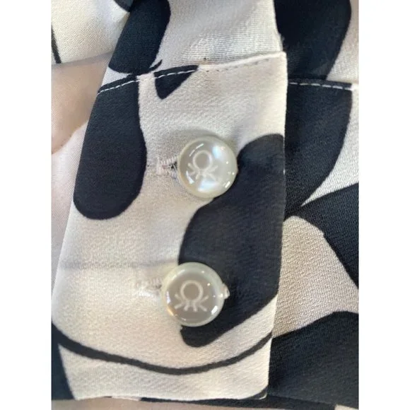 United Colors of Benetton Women Career Dress Shirt Tunic Drop Sleeves Collar S/M - Picture 9 of 16